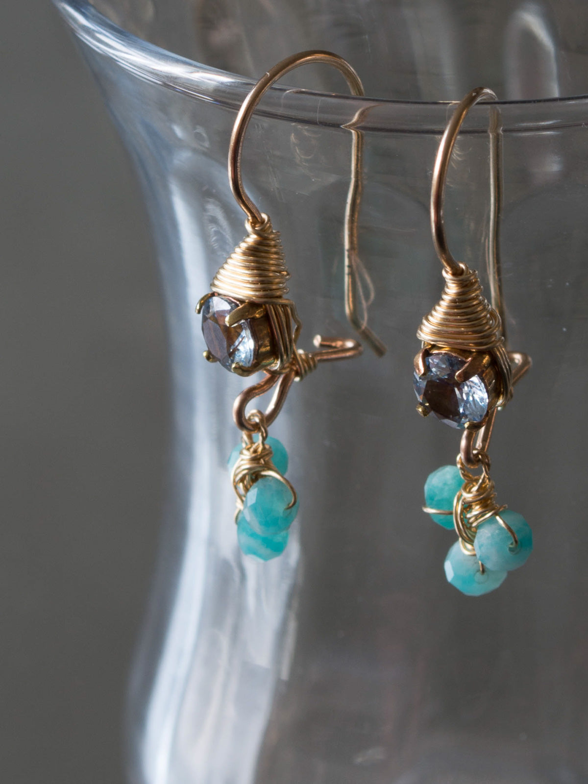 Earrings Small Clover Crystal, Apatite