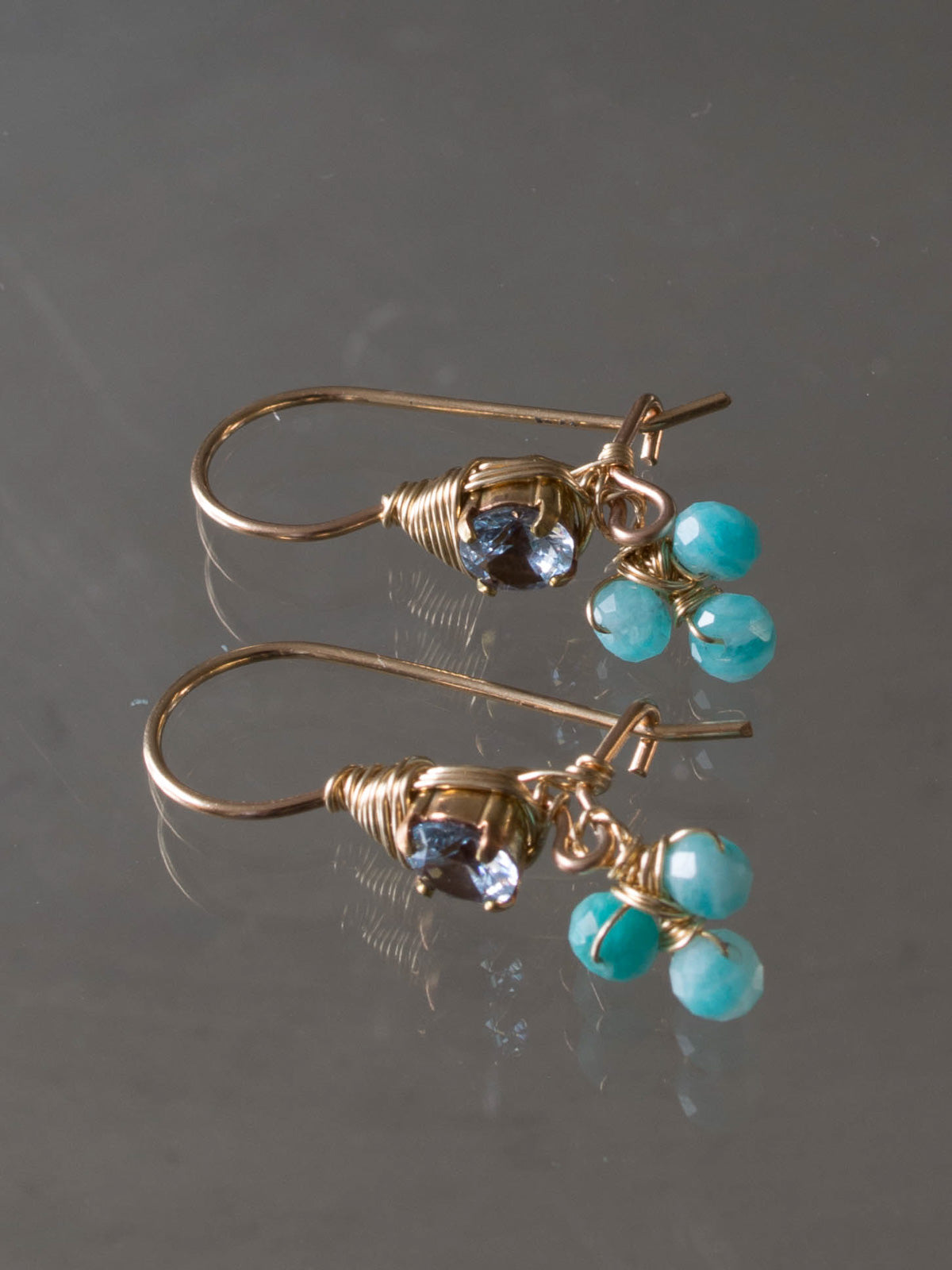 Earrings Small Clover Crystal, Apatite