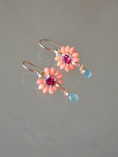 Oorbellen Flower Koraal