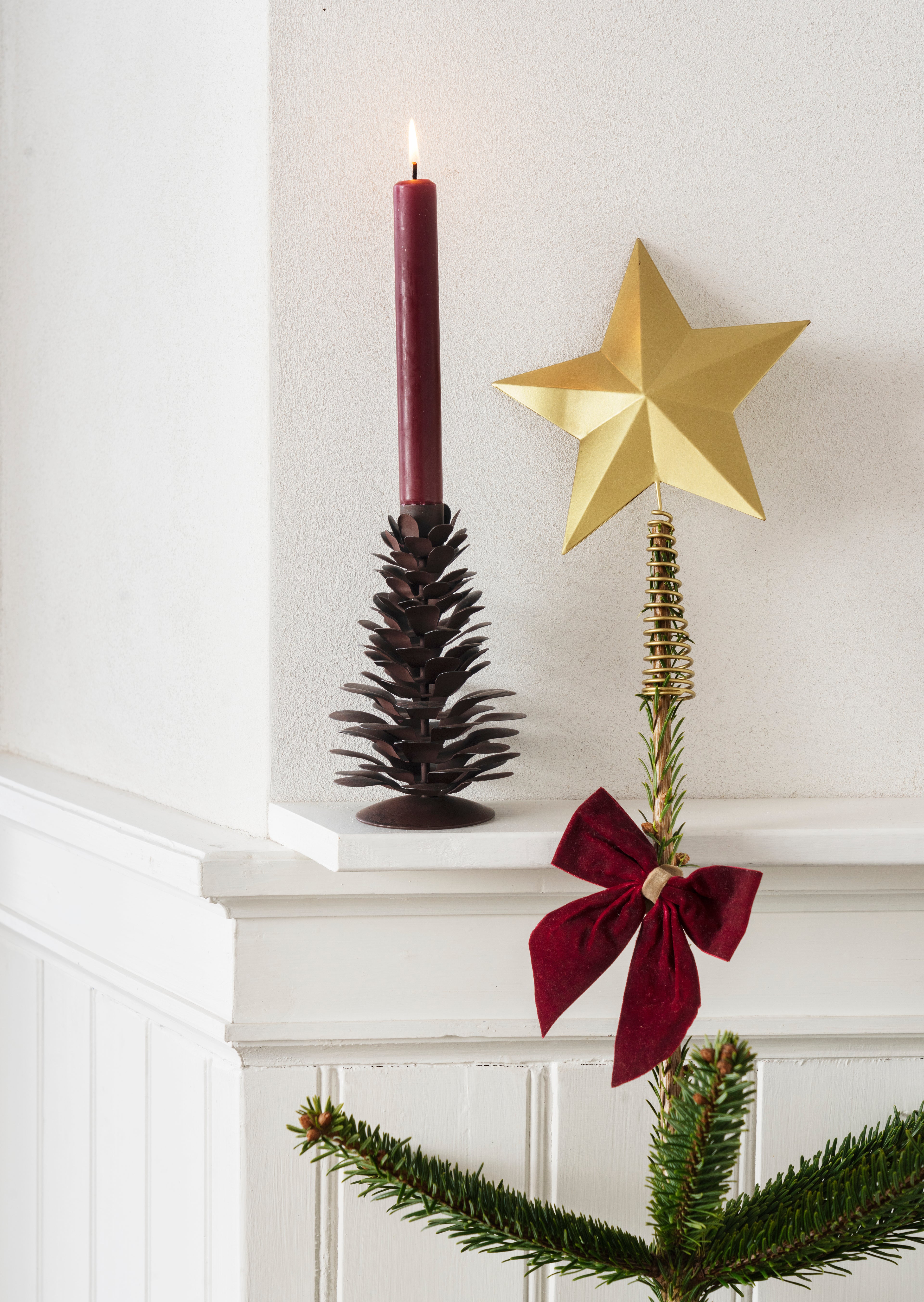 Kandelaar Dennenappel metaal